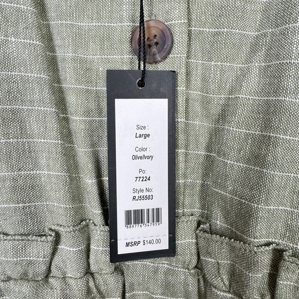 Romeo + Juliet Couture NWT Light Green Pinstripe Linen Blend Sleeveless Jumpsuit - Picture 11 of 13